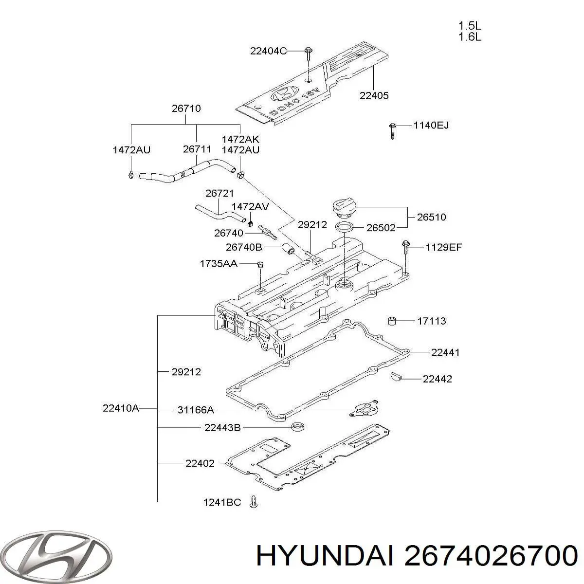 Zawór PCV odpowietrzający silnik Hyundai Accent II sedana (LC) (1999 - 2005) cena, od 18,03 USD