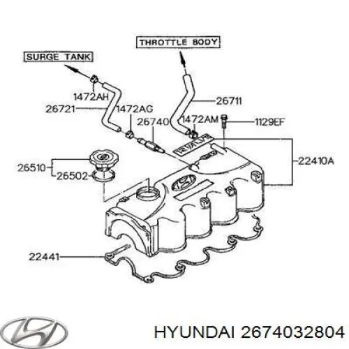 Zawór PCV odpowietrzający silnik do Hyundai Sonata III 