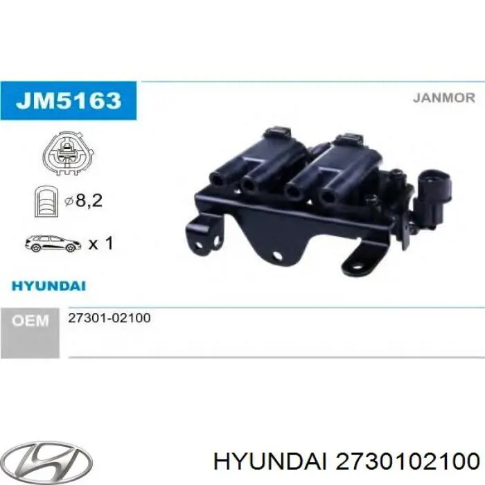 Cewka zapłonowa Hyundai/Kia 2730102100 cena, od 37,46 USD