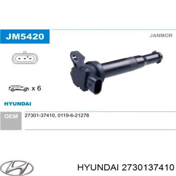 Cewka zapłonowa Hyundai/Kia 2730137410 cena, od 45,35 USD