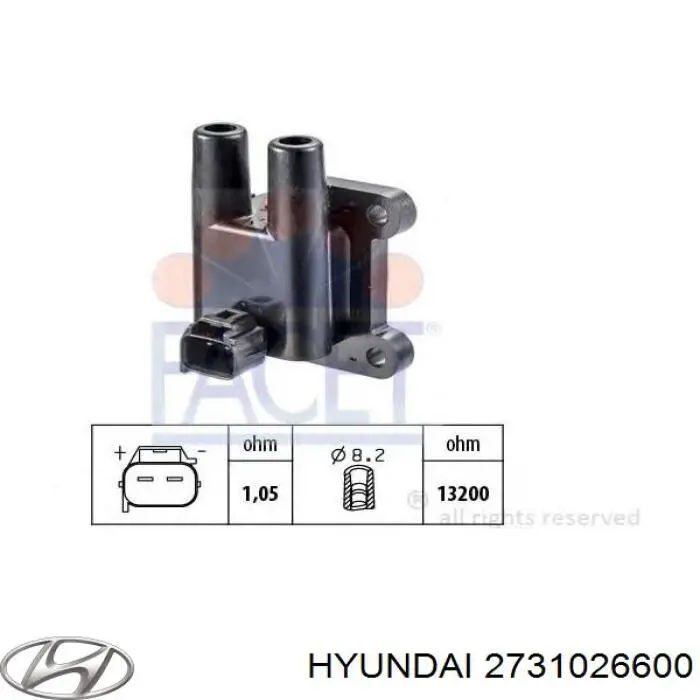 Cewka zapłonowa Hyundai/Kia 2731026600 cena, od 54,54 USD
