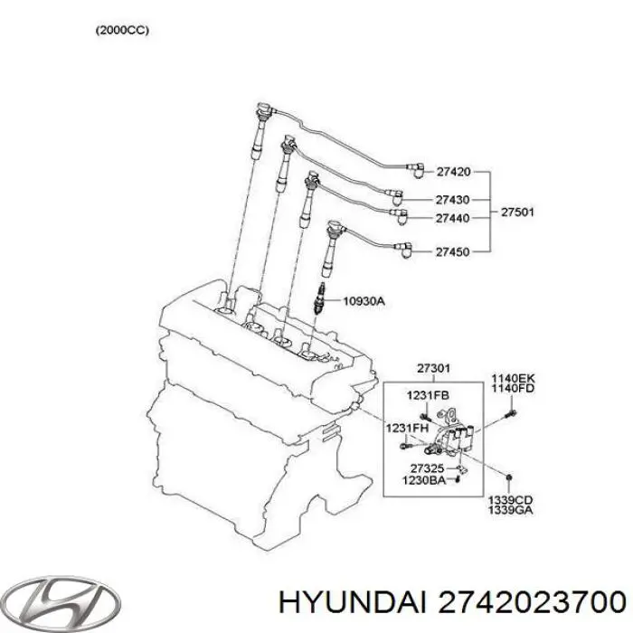 2742023700 Hyundai/Kia Zestaw przewodów wysokiego napięcia