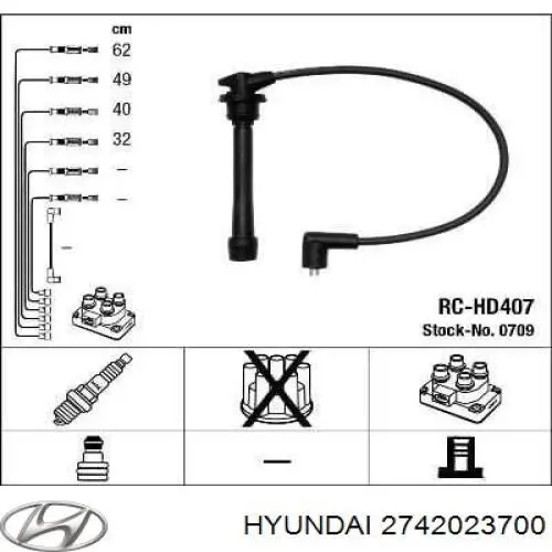 Zestaw przewodów wysokiego napięcia Hyundai/Kia 2742023700 cena, od 19,92 USD