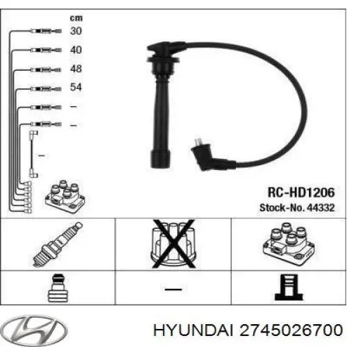 Do koszyka 2745026700 Hyundai/Kia Zestaw przewodów wysokiego napięcia