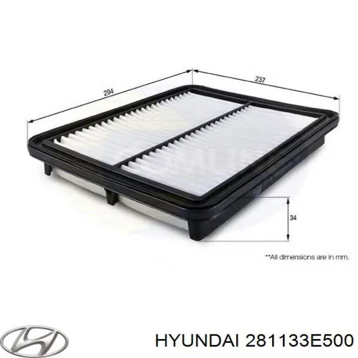 Do koszyka 281133E500 Hyundai/Kia Filtr powietrza