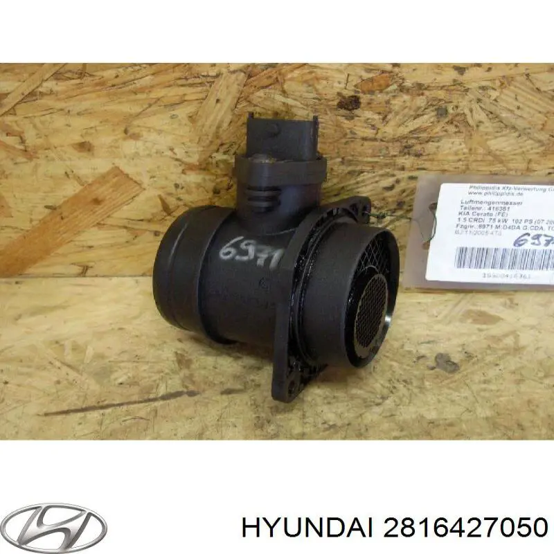 Do koszyka 2816427050 Hyundai/Kia Czujnik przepływu powietrza, przepływomierz powietrza M.A.F.