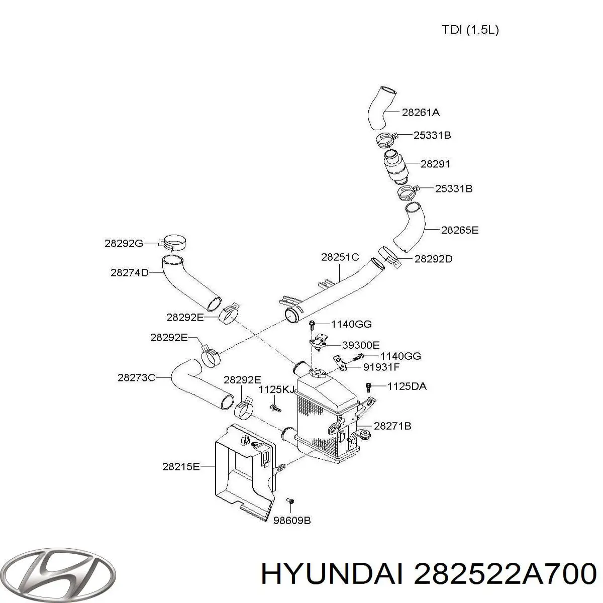 Króciec powietrza, wylot z turbiny (doładowanie) Hyundai/Kia 282522A700 cena, od 13,87 USD