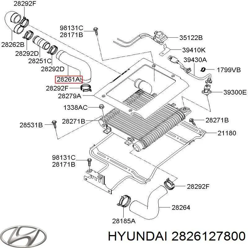 Króciec powietrza, wylot z turbiny (doładowanie) Hyundai/Kia 2826127800 cena, od 29,10 USD