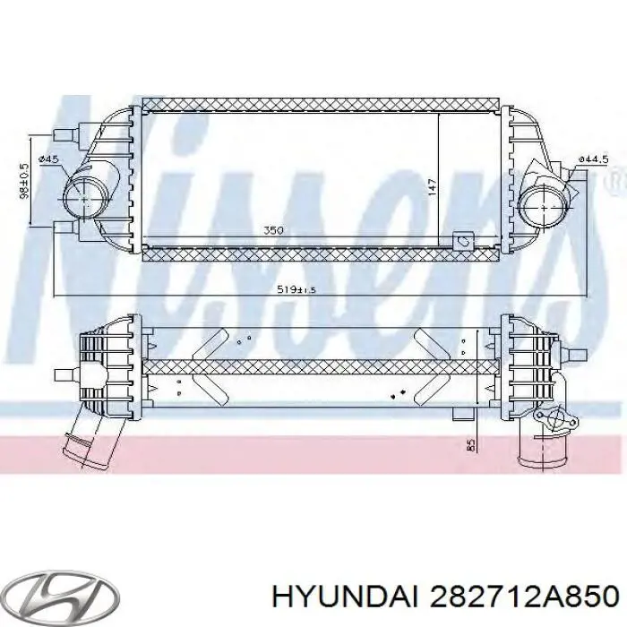 Chłodnica intercoolera Hyundai/Kia 282712A850 cena, od 122,61 USD