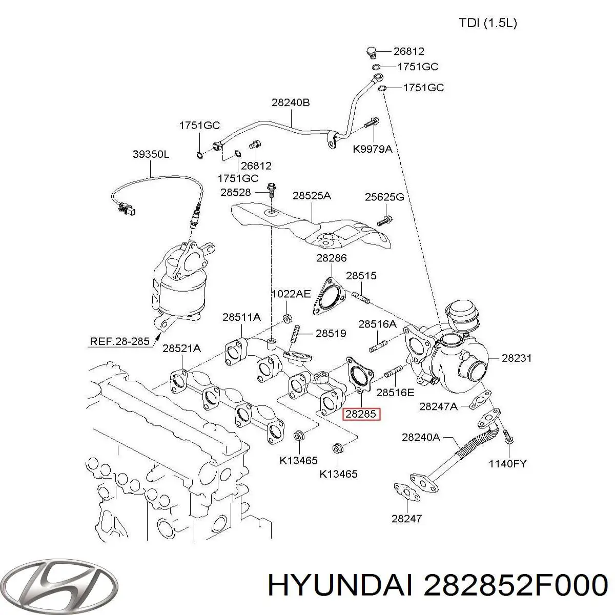 282852F000 Hyundai/Kia Uszczelka turbiny spalin, wlot
