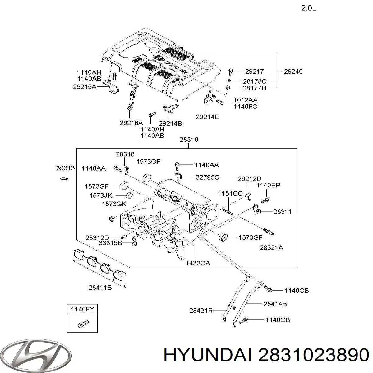 Do koszyka Kolektor ssący KIA Spectra  