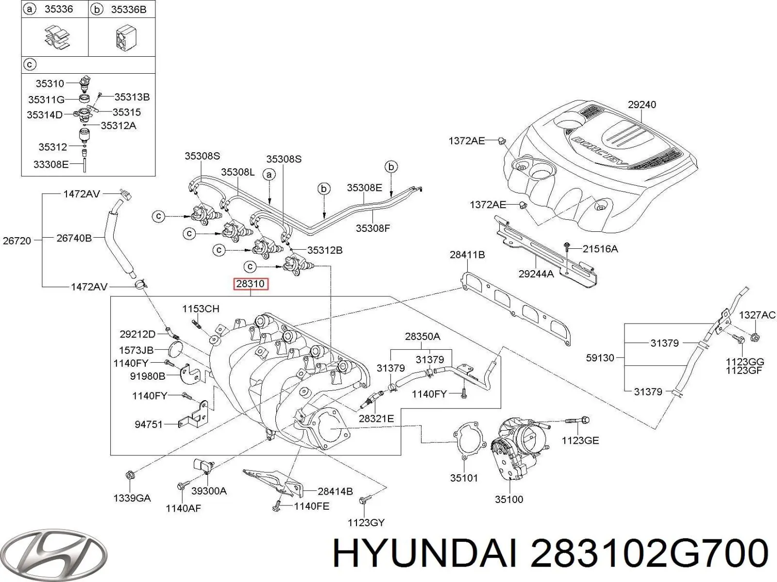 Kolektor ssący Hyundai/Kia 283102G700 cena, od 225,89 USD