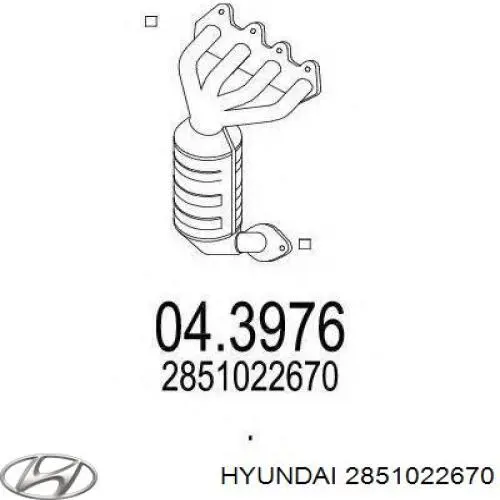 Do koszyka 2851022670 Hyundai/Kia Konwerter-katalizator