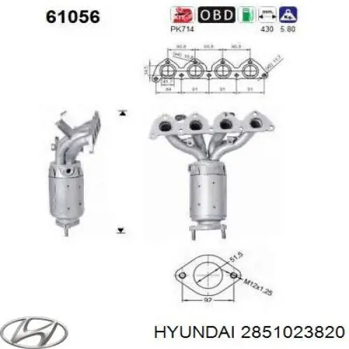 2851023820 Hyundai/Kia Konwerter-katalizator