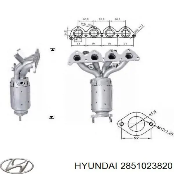 Do koszyka 2851023820 Hyundai/Kia Konwerter-katalizator