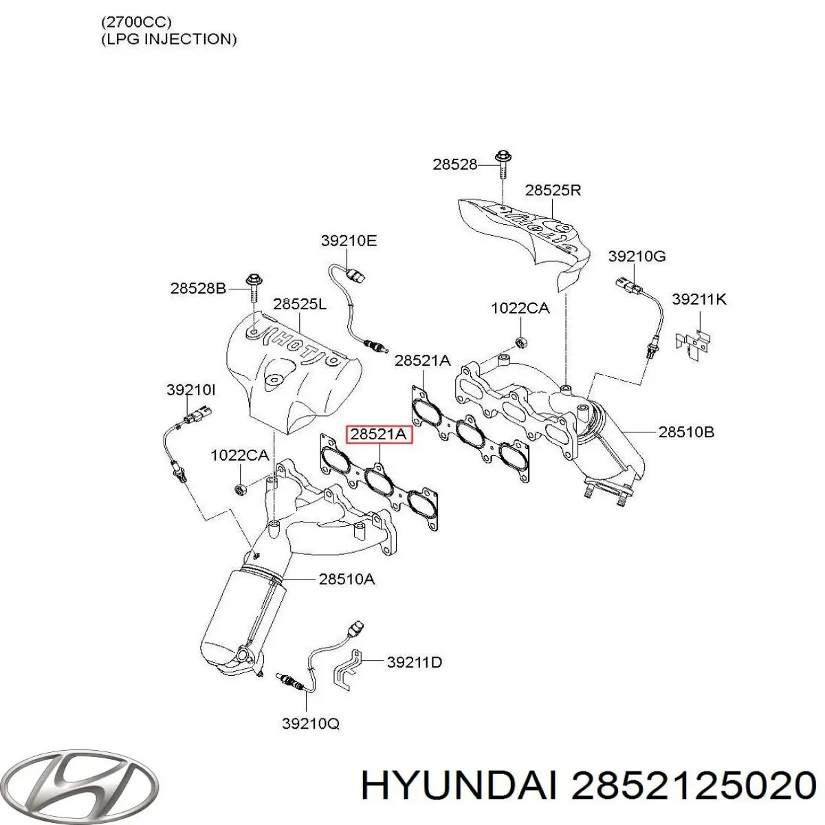 Do koszyka 2852125020 Hyundai/Kia Uszczelka kolektora wydechowego