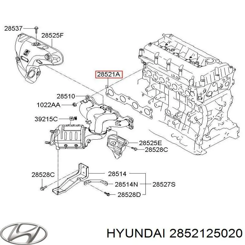 Do koszyka 2852125020 Hyundai/Kia Uszczelka kolektora wydechowego