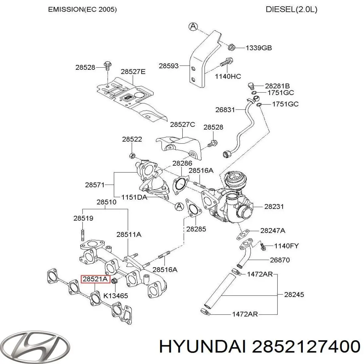 2852127400 Hyundai/Kia Uszczelka kolektora wydechowego