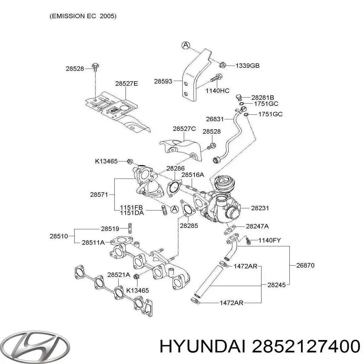 Uszczelka kolektora wydechowego Hyundai/Kia 2852127400 cena, od 18,17 USD