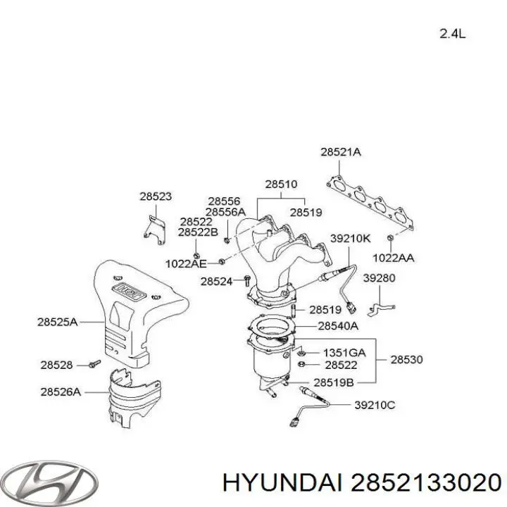 Do koszyka 2852133020 Hyundai/Kia Uszczelka kolektora wydechowego