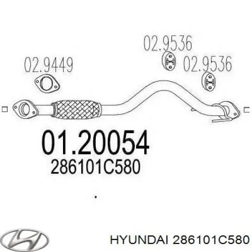 Do koszyka 286101C580 Hyundai/Kia Tłumik, przednia część