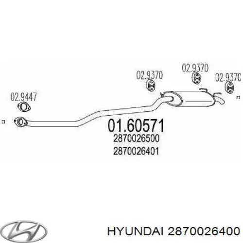 2870026400 Hyundai/Kia Tłumik, tylna część
