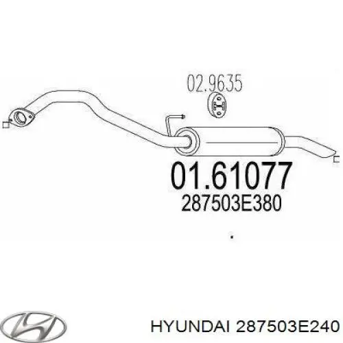 Do koszyka 287503E240 Hyundai/Kia Tłumik, tylna część