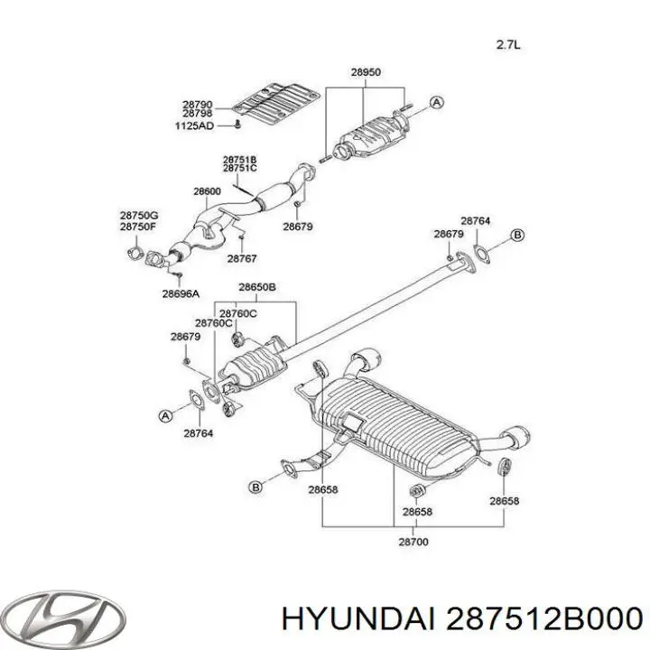 287512B050 Hyundai/Kia uszczelka rury odbiornika tłumika