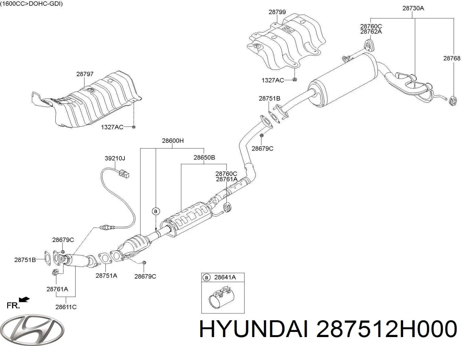 Uszczelka rury odbiornika tłumika 287512H000 Hyundai/Kia