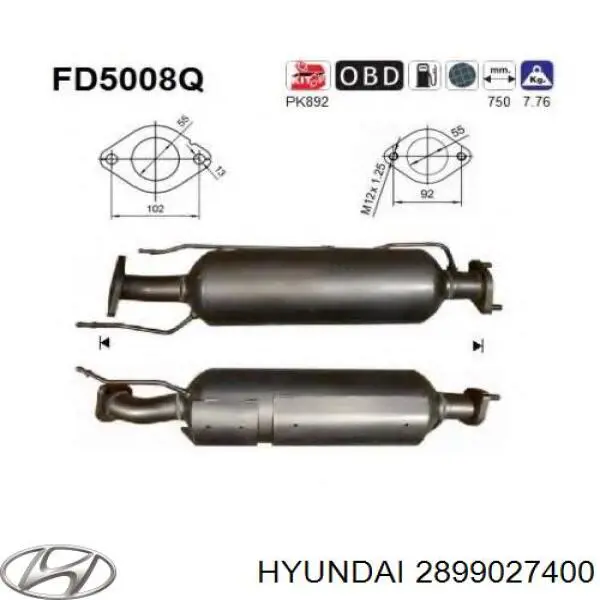 Konwerter-katalizator do Hyundai Sonata V NF