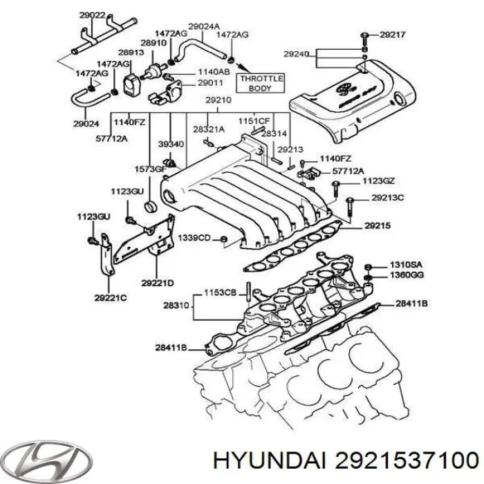2921537100 Hyundai/Kia Uszczelka kolektora ssącego górna