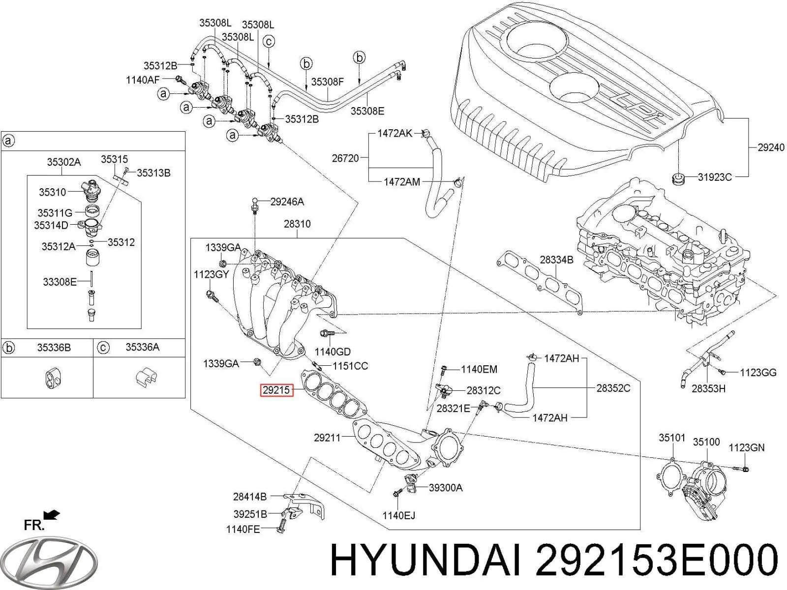 Do koszyka 292153E000 Hyundai/Kia Uszczelka kolektora ssącego