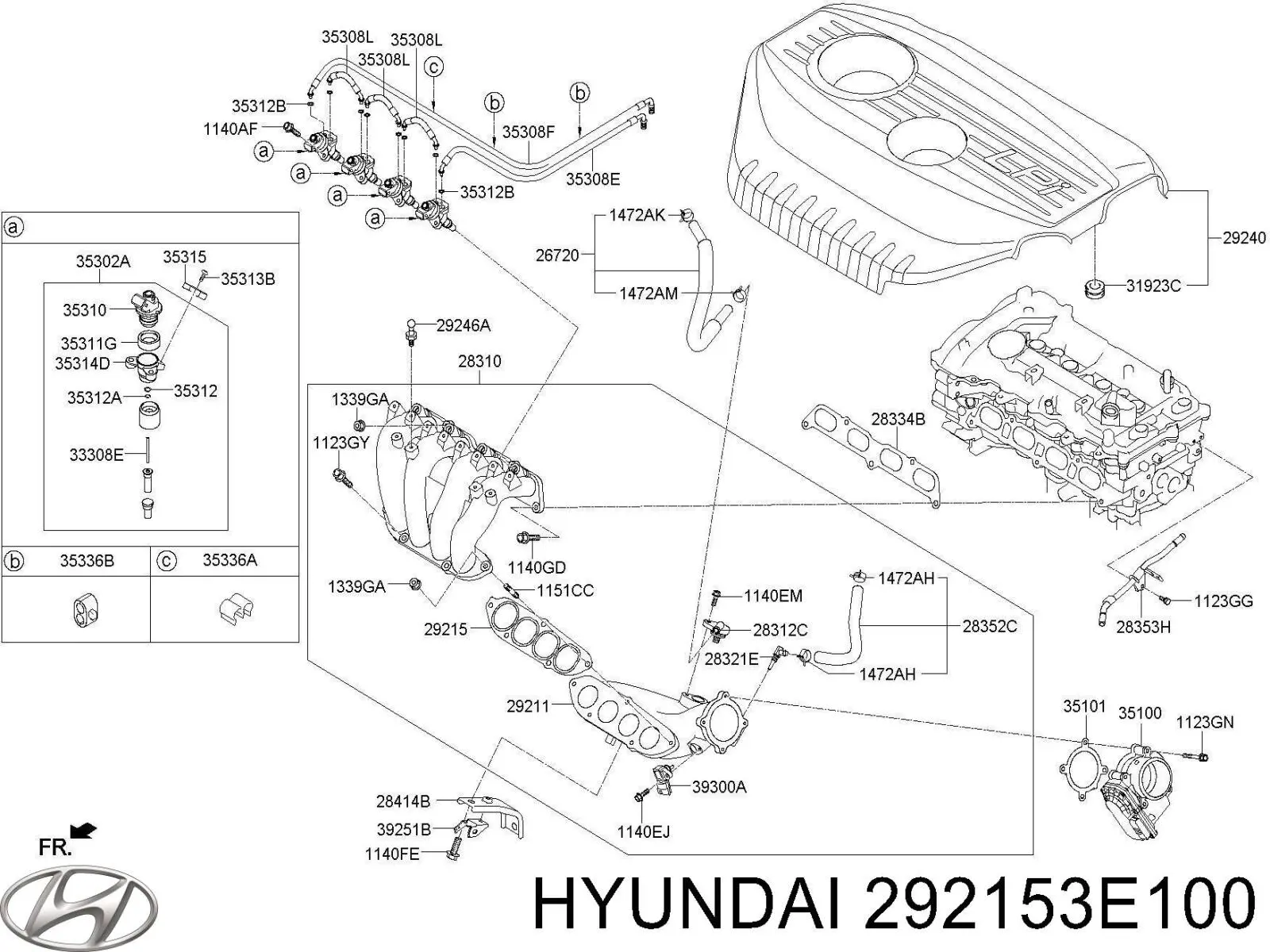 Do koszyka 292153E100 Hyundai/Kia Uszczelka kolektora ssącego