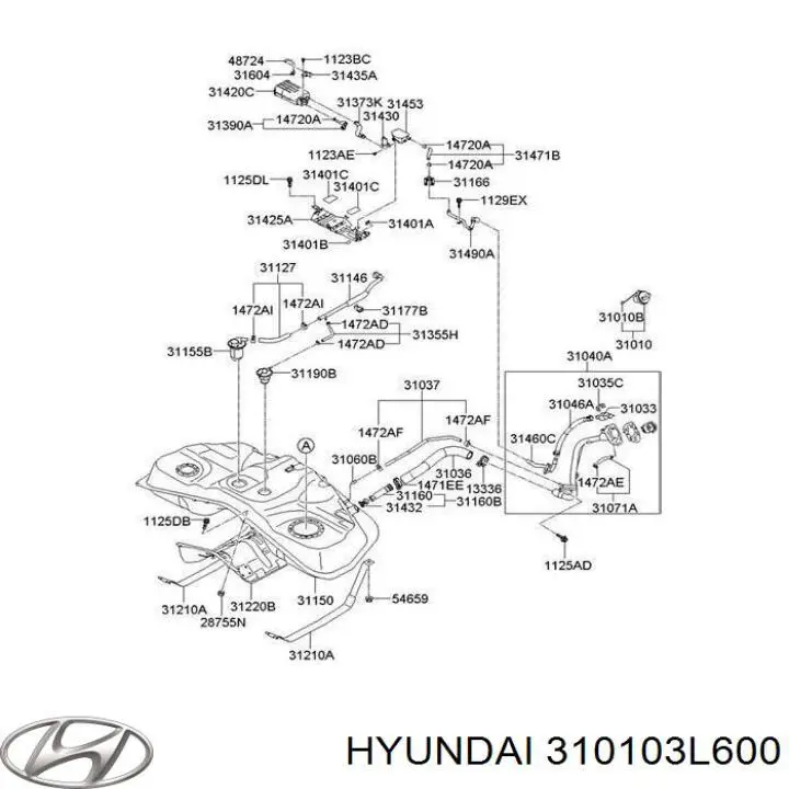 Korek wlewu paliwa Hyundai/Kia 310103L600 cena, od 15,69 USD