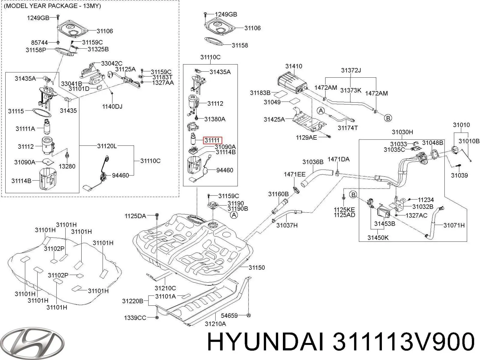 Element-turbina pompy paliwa Hyundai/Kia 311113V900 cena, od 346,48 USD