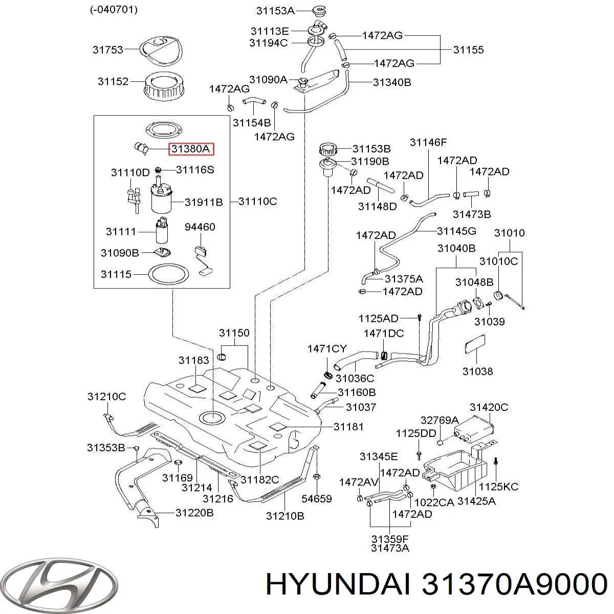 Regulator ciśnienia paliwa w listwie paliwowej Hyundai Sonata VIII sedana (DN8) (2019 - 2026) cena, od 80,05 USD
