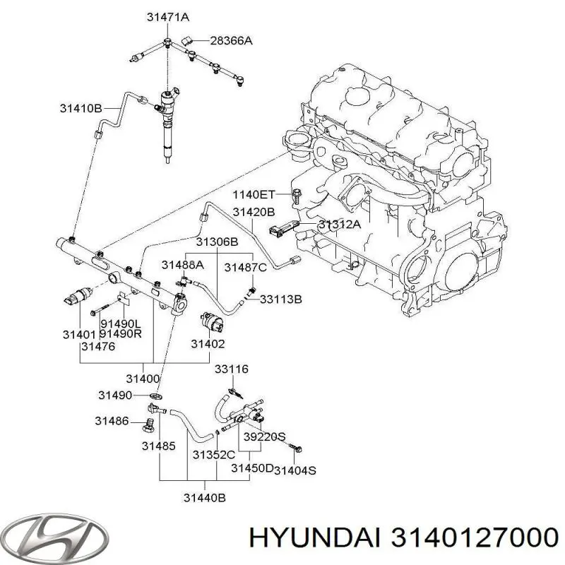 Do koszyka 3140127000 Hyundai/Kia Czujnik ciśnienia paliwa