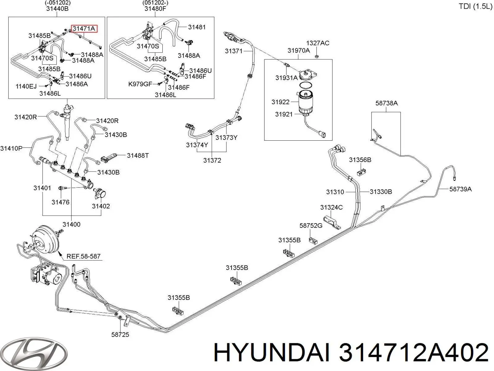 314712A402 Hyundai/Kia Rurka paliwa, zwrotna od wtryskiwaczy