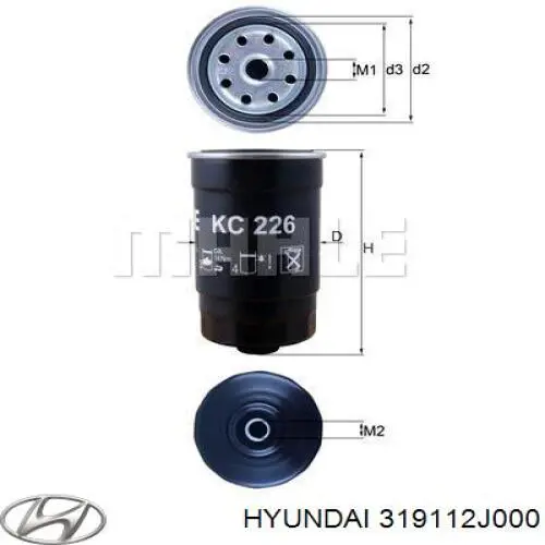 Filtr paliwa Hyundai/Kia 319112J000 cena, od 33,46 USD