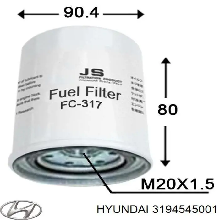 Filtr paliwa Hyundai/Kia 3194545001 cena, od 7,75 USD