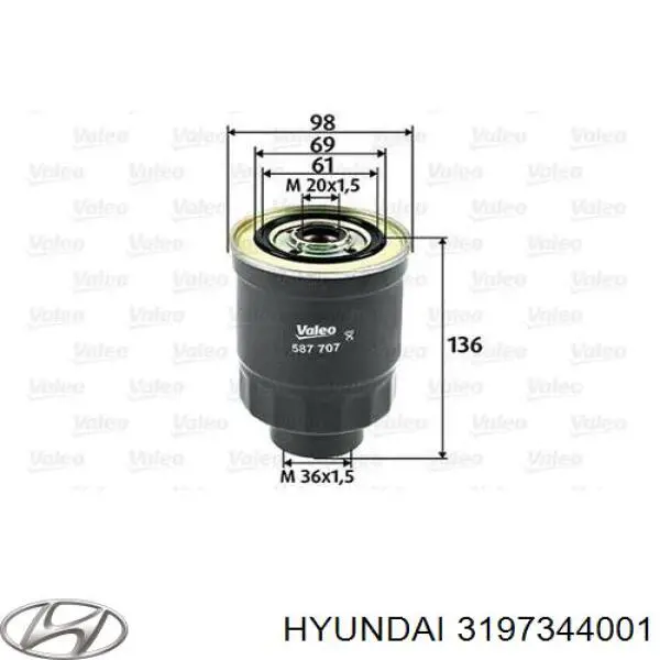 Filtr paliwa Hyundai/Kia 3197344001 cena, od 11,15 USD