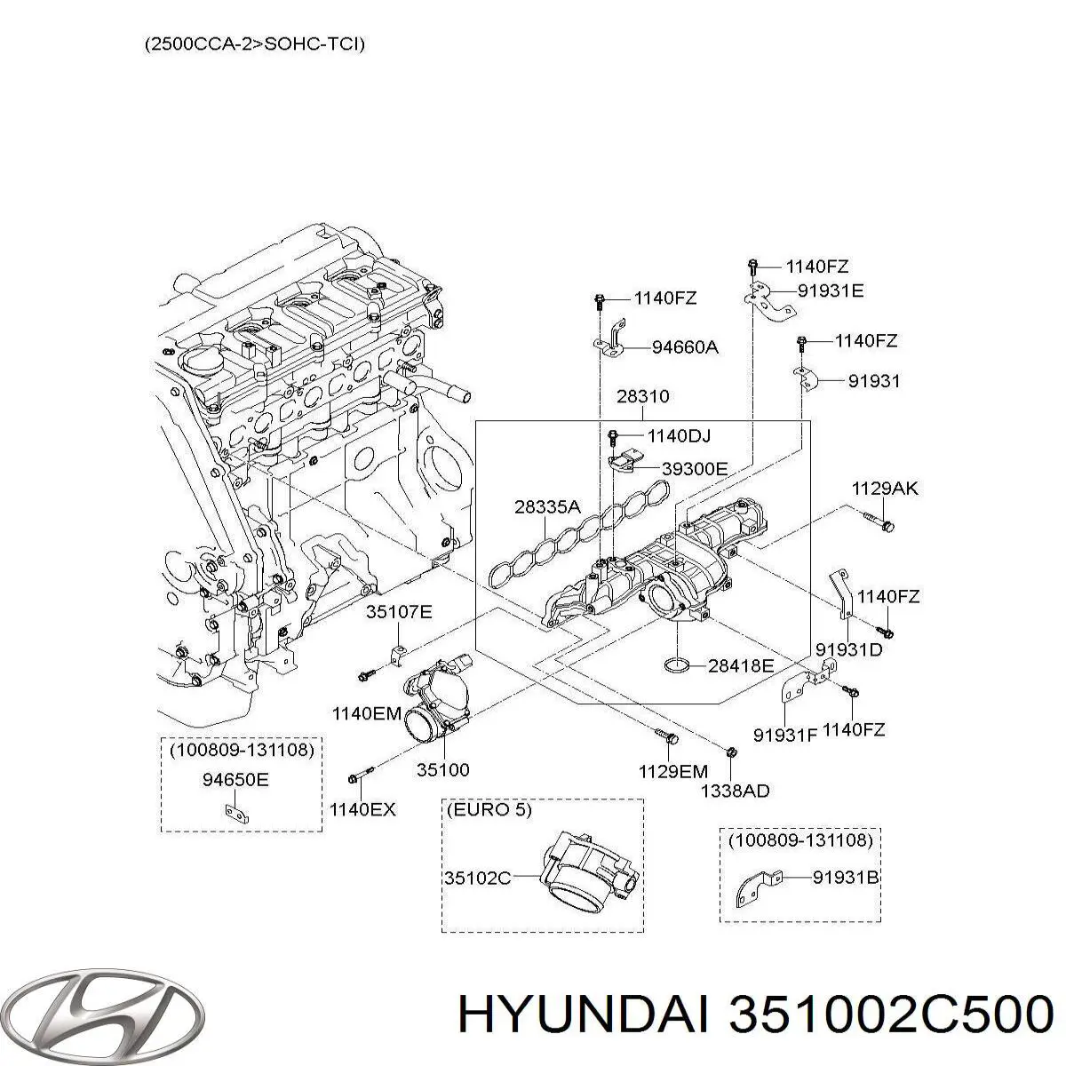 Przepustnica, komplet Hyundai H-1 STAREX Starex