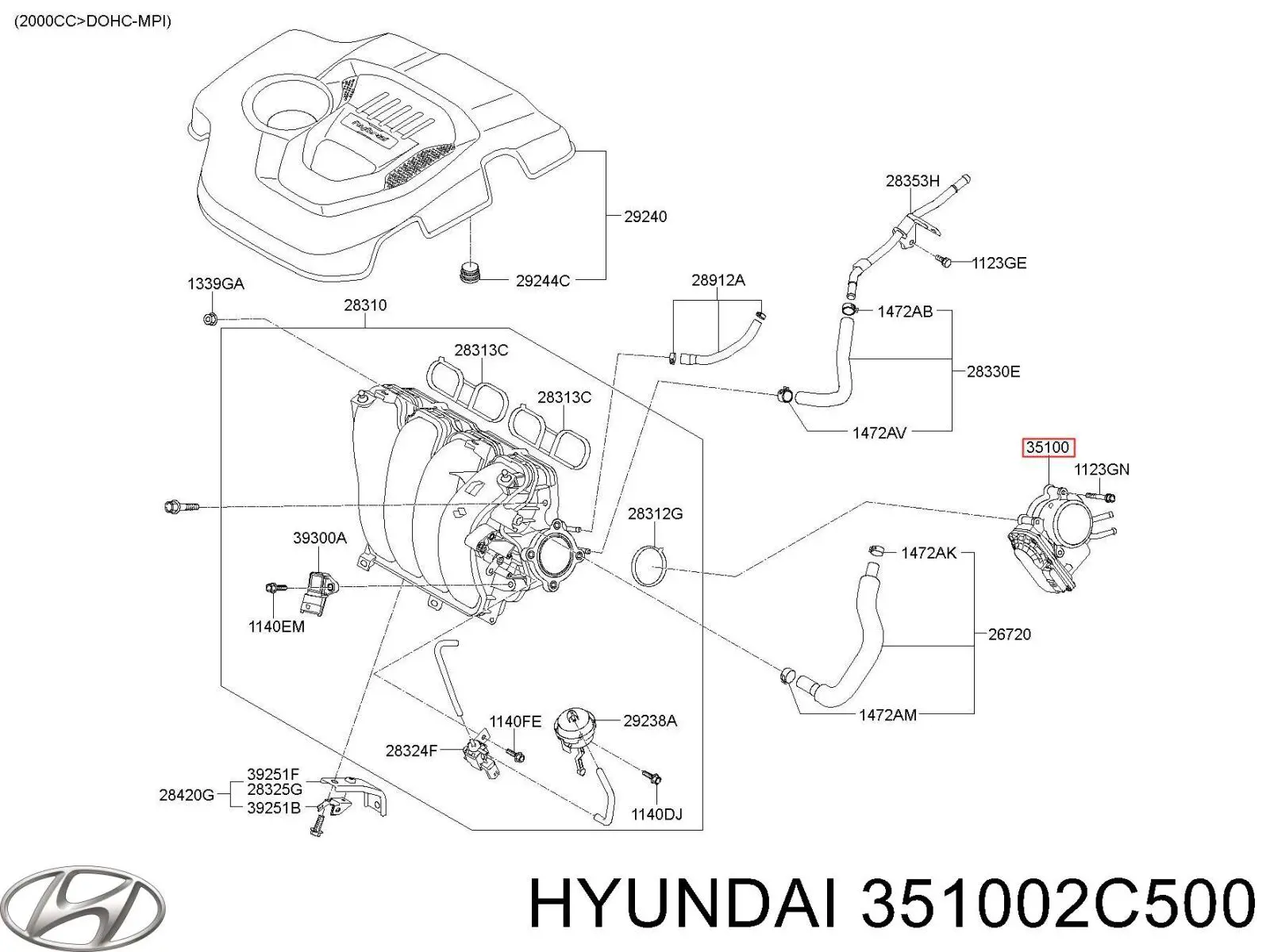 Do koszyka Przepustnica, komplet Hyundai H-1 STAREX Starex TQ