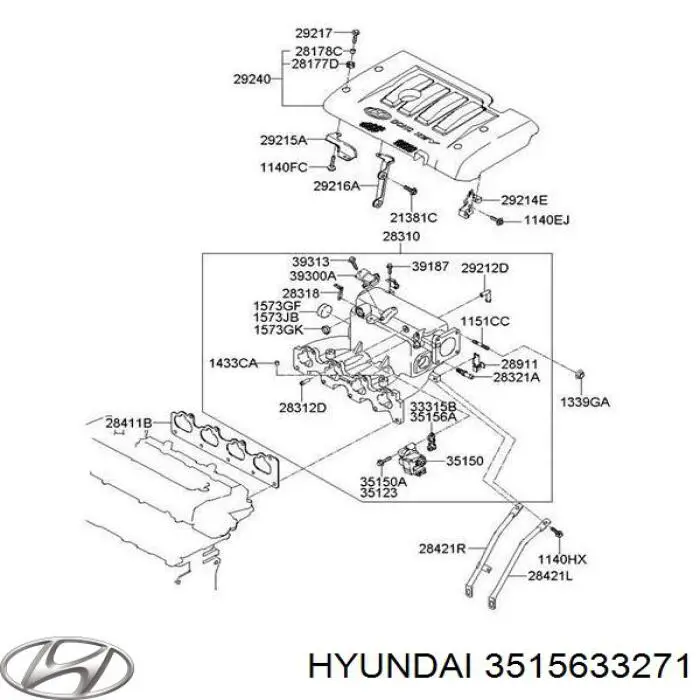 Uszczelka zaworu (regulatora) biegu jałowego Hyundai Santa Fe 1 (SM)