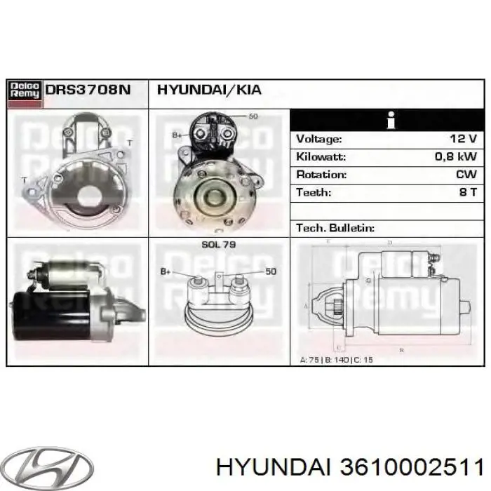 3610002511 Hyundai/Kia Rozrusznik