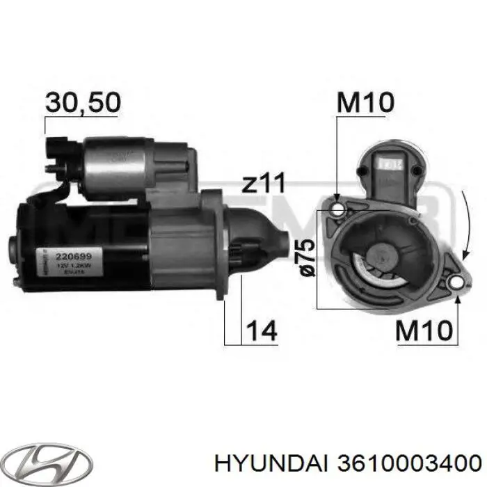 3610003400 Hyundai/Kia Rozrusznik