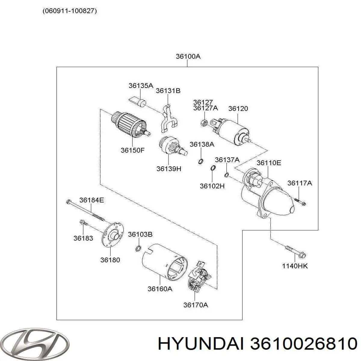 Do koszyka 3610026810 Hyundai/Kia Rozrusznik