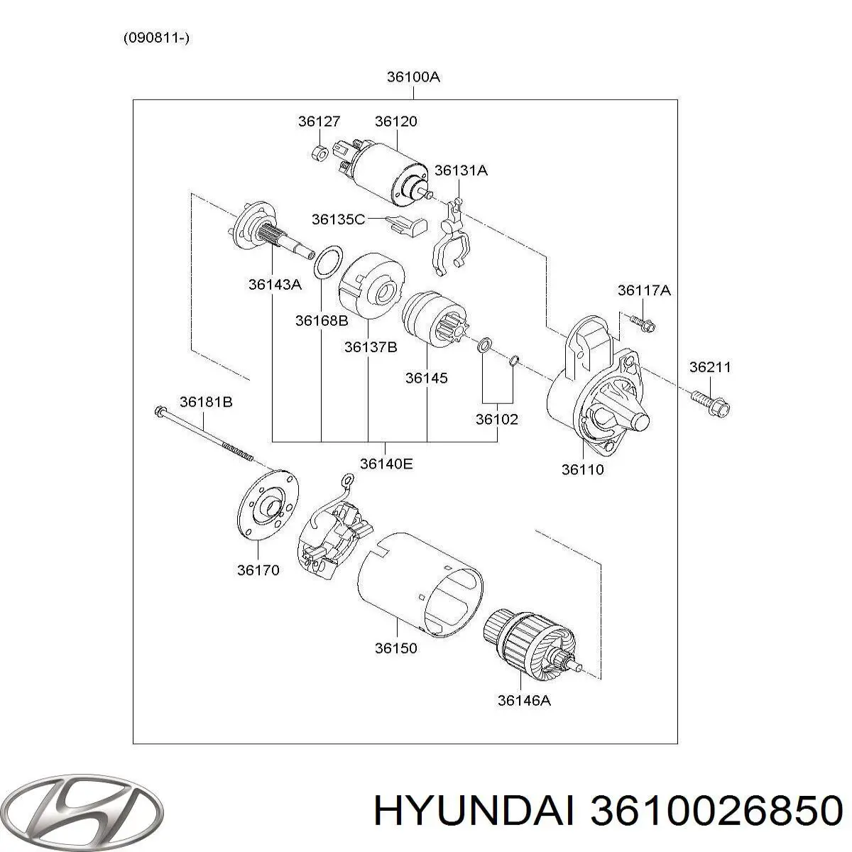 Do koszyka 3610026850 Hyundai/Kia Rozrusznik