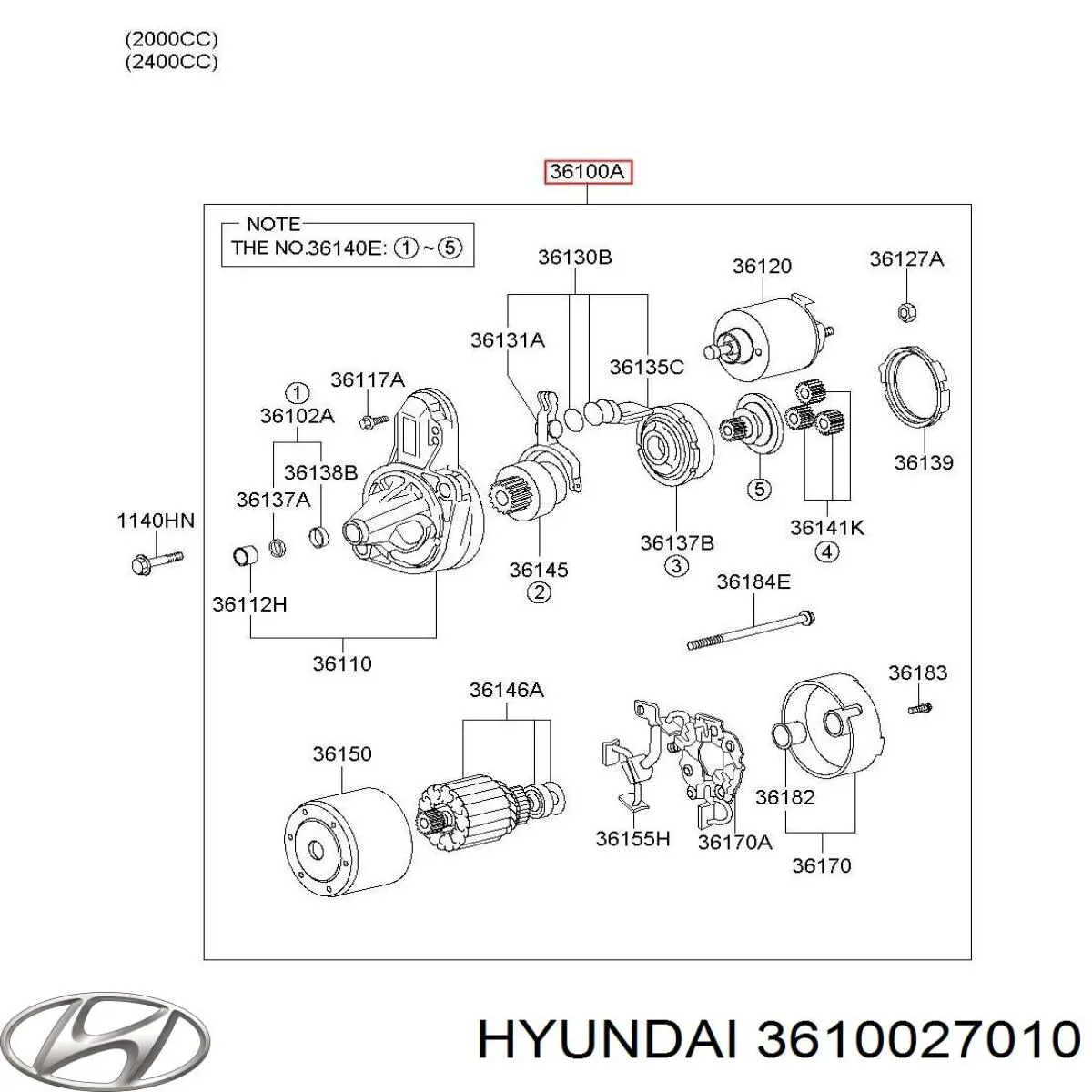 Do koszyka 3610027010 Hyundai/Kia Rozrusznik