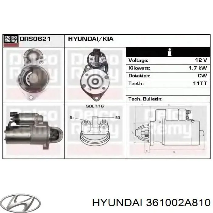 361002A810 Hyundai/Kia rozrusznik